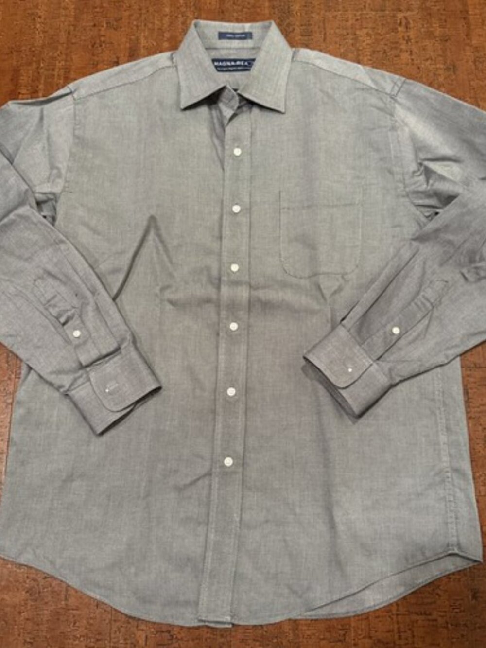 Magna Ready Men’s Medium Gray Long Sleeve Magnetic Closure Shirt 100% Cotton